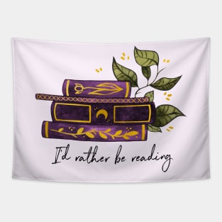 I'd rather be reading - Purple book stack Tapestry