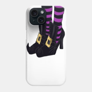 Witches Shoes with Purple and Black Stripe Sock Design Phone Case