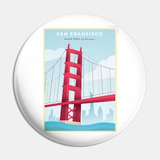 San Fransisco, USA - Vintage Travel Poster Pin