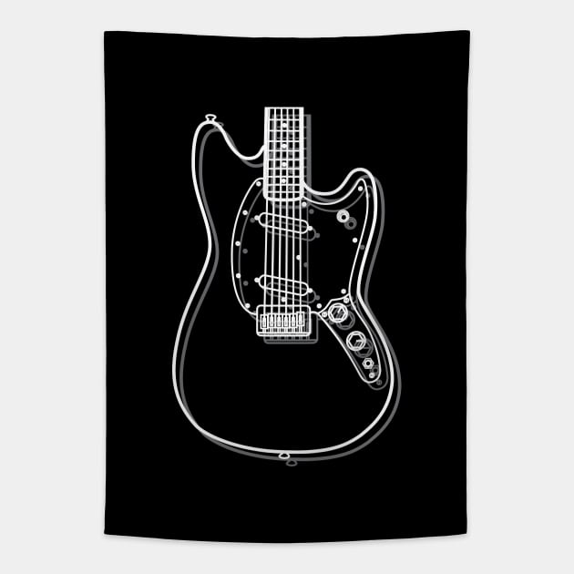 M-Style Offset Style Electric Guitar Body Outline Dark Theme Tapestry by nightsworthy