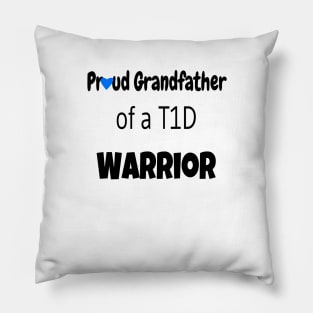 Proud Grandfather - Black Text - Blue Heart Pillow