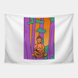 Purple and Green Trees Buddha Graphic Tapestry