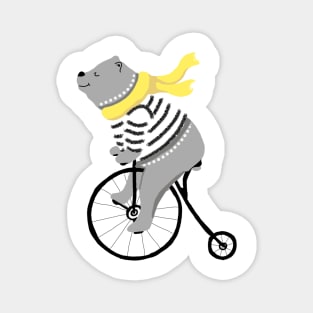 Happy Bear Riding a Bicycle Magnet