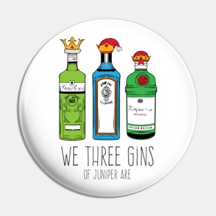 We Three Kings - Gin Christmas T-shirt with 3 Kings Gin Bottles Pin