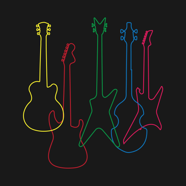 Colored guitars electric acoustic classical by mlleradrian