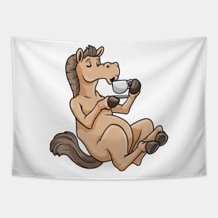 Horse with cup of coffee Tapestry