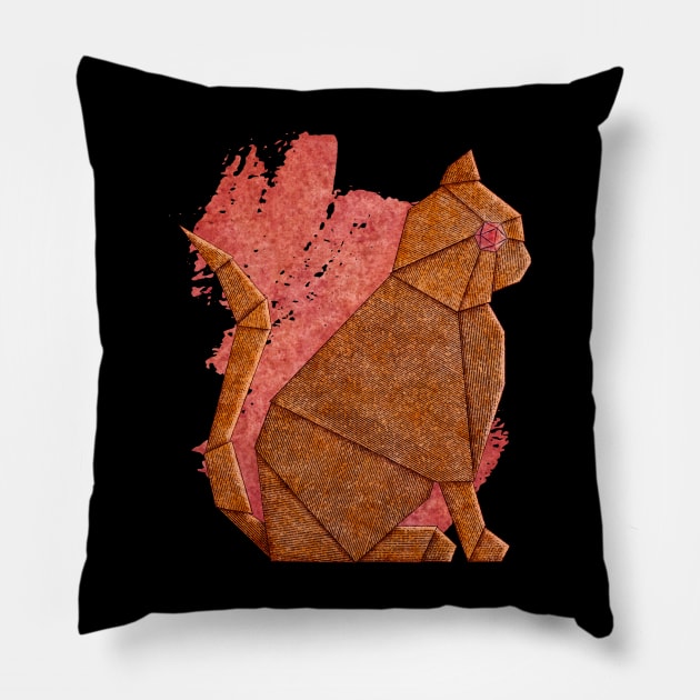 Cat Woodcut Dice Golem Pillow by ViolaVixi