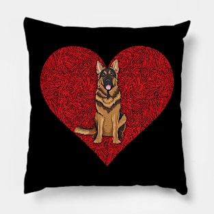 German Shepherd Dog Love Fingerprint Valentines Day Pillow