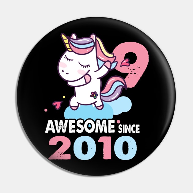 9 Years Old 9th Birthday Unicorn Dabbing Shirt Girl Party Pin by Simpsonfft