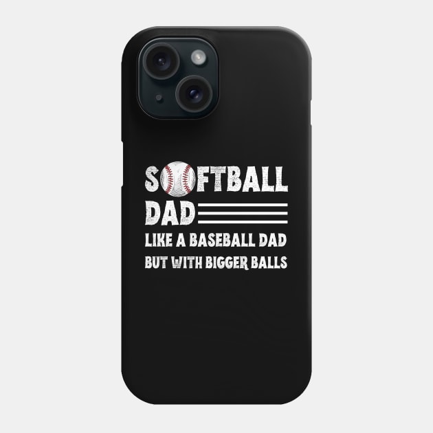 Softball Dad like A Baseball Dad but with Bigger Balls, Funny Softball Dad Father’s Day Phone Case by JustBeSatisfied