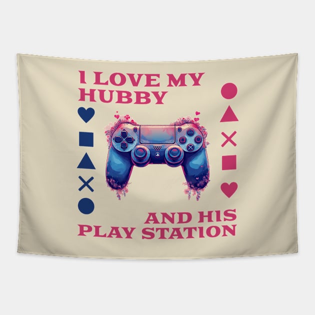 I love my Hubby and his Playstation Tapestry by kozinoart