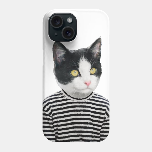 Cute Punk Black and White Cat Phone Case by DarkMaskedCats