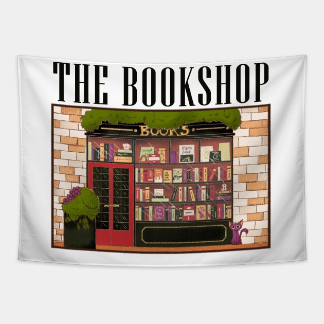 The Bookshop Storefront Illustration Tapestry by MariOyama