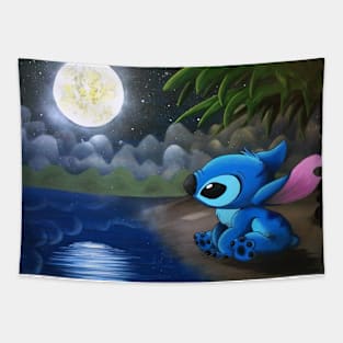 stitch under the moon Tapestry