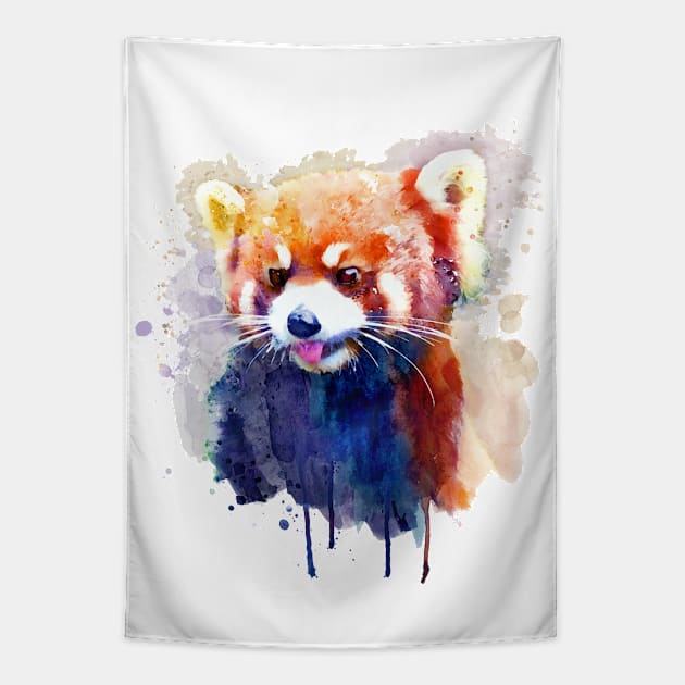 Red Panda Portrait Tapestry by Marian Voicu