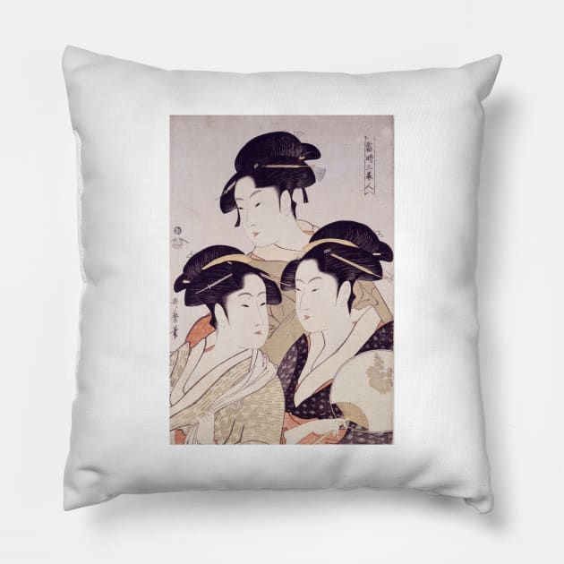 Geisha: Three Beauties of the Present Day Pillow by topower