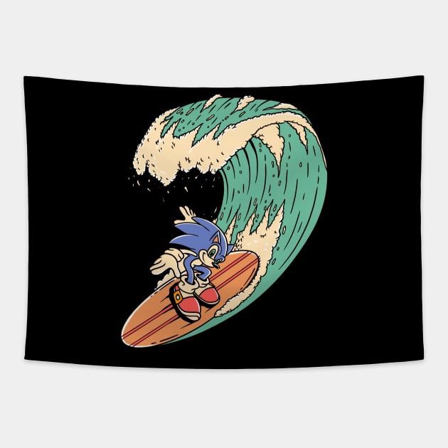 Sonic Surfboarding Tapestry by iartdsgn