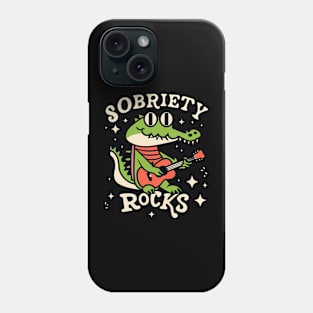 Sobriety Rocks Retro Crocodile With Guitar Phone Case