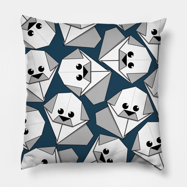 Origami Puppy Dark Blue Pillow by Sketchbook ni Abi