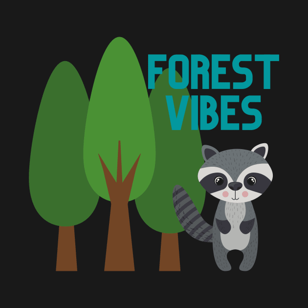 Cute Forest Vibes Raccoon Nature Design by CrazilykukuDesigns