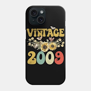 Vintage 2009 Sunflower Floral Retro Groovy 14th Birthday Phone Case