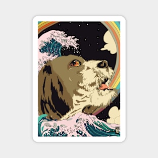 SHIH TZU DOG GREAT WAVE RAINBOW SHIRT Magnet