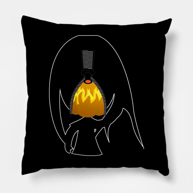 Impatient Halloween Monster Scary Orange True Face Zipper Pillow by K0tK0tu