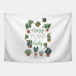 Crazy Plant Lady Illustration Quote Tapestry