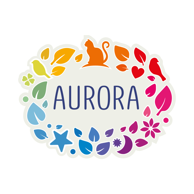 Aurora name with colorful leaves by WildMeART