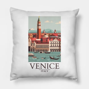 A Vintage Travel Art of Venice - Italy Pillow