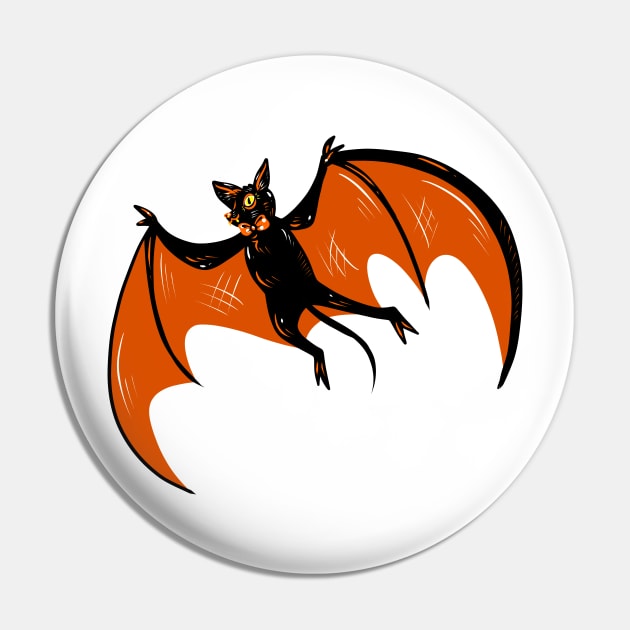 Black and Orange Halloween Bat Pin by saradaboru