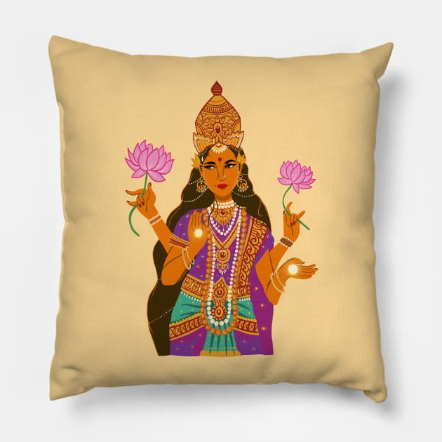 Diwali Lakshmi Pillow by SaraFuentesArt