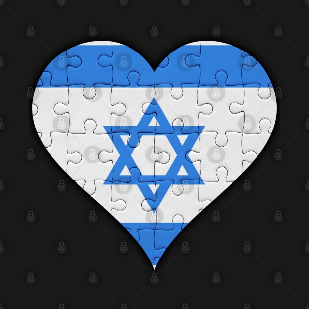 Isreali Jigsaw Puzzle Heart Design - Gift for Isreali With Israel Roots by Country Flags