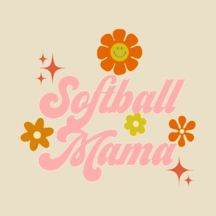 Softball Mama - 70s style - pink T-Shirt