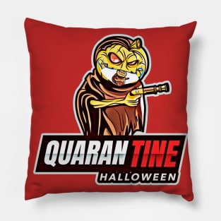 Quarantine Halloween (Pumpkin gun & mask) Pillow