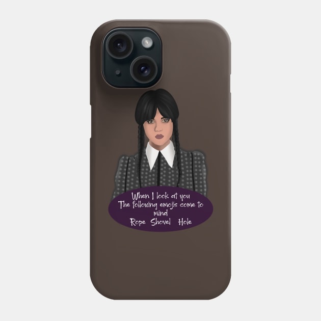 Wednesday Emojis Rope Shovel Hole Phone Case by Hellbender Creations