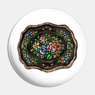 Traditional russian folk print zhostovo tray Pin