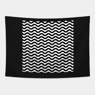 Black and White Wavy Lines Seamless Pattern Tapestry