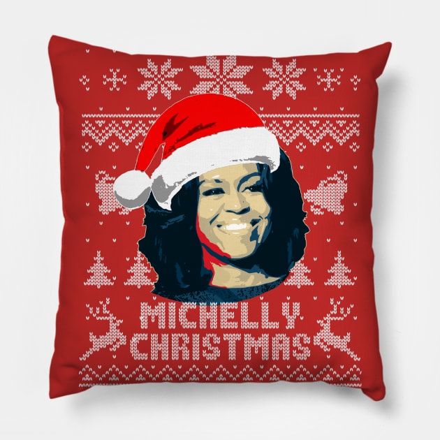 Michelle Obama Michelly Christmas Pillow by Nerd_art