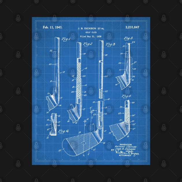 Golf Club Patent - Golfing Fan Home Office Art - Blueprint by patentpress