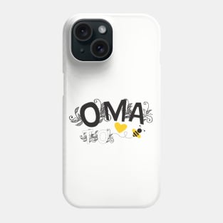 Oma To Be | Modern Cute Black And White Floral Typography With Yellow Bee And Heart | New Baby Announcement Phone Case