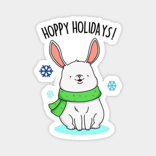 Hoppy Holidays Cute Christmas Rabbit Pun Magnet