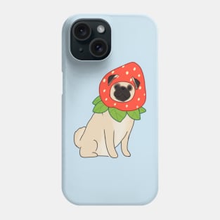 Pug illustration strawberry dog Phone Case