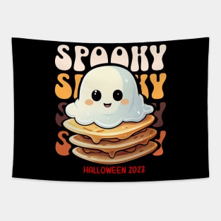 Spooky Ghost Pancake T-Shirt - Unique Halloween Tee - Fun Breakfast Ghost Shirt Tapestry