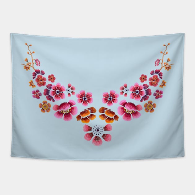 embroidery ring floral design Tapestry by Mako Design 