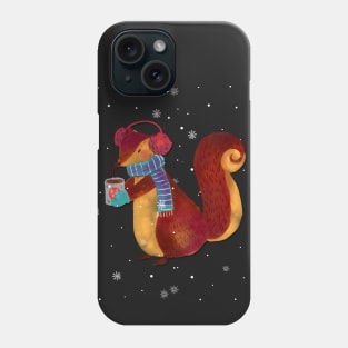 Winter squirrel drinking coffee Phone Case