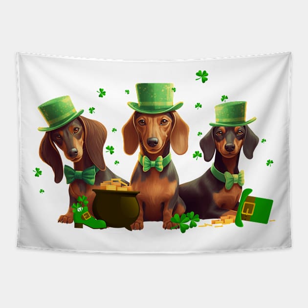 My Dachshund Is My Lucky Charm St Patricks Day Tapestry by Zaaa Amut Amut Indonesia Zaaaa