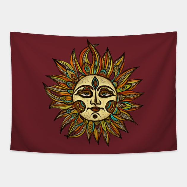 Mayan Sun Tapestry by Honu Art Studio
