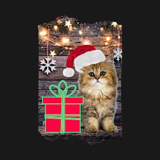 Merry Christmas Kitty Cat Gift Box T-Shirt