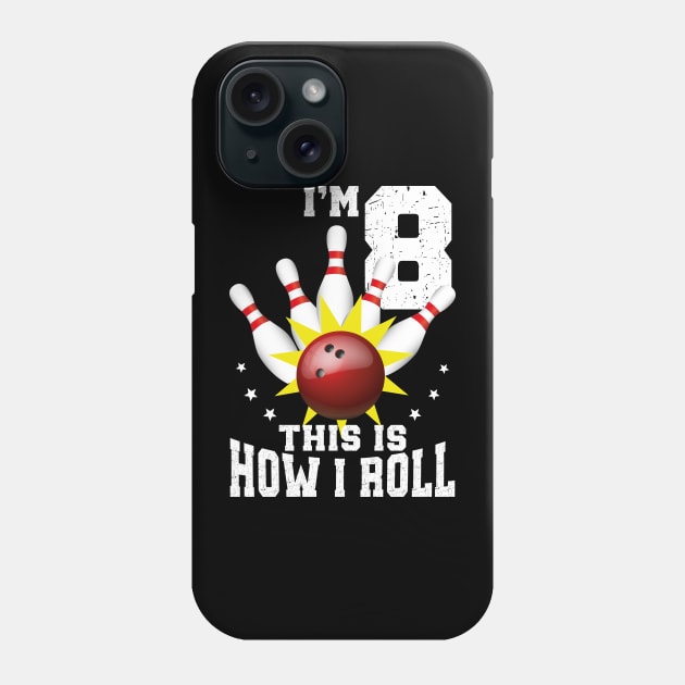 Bowling 8th Birthday Bday Party Kids 8 years Old Bowler Phone Case by Msafi